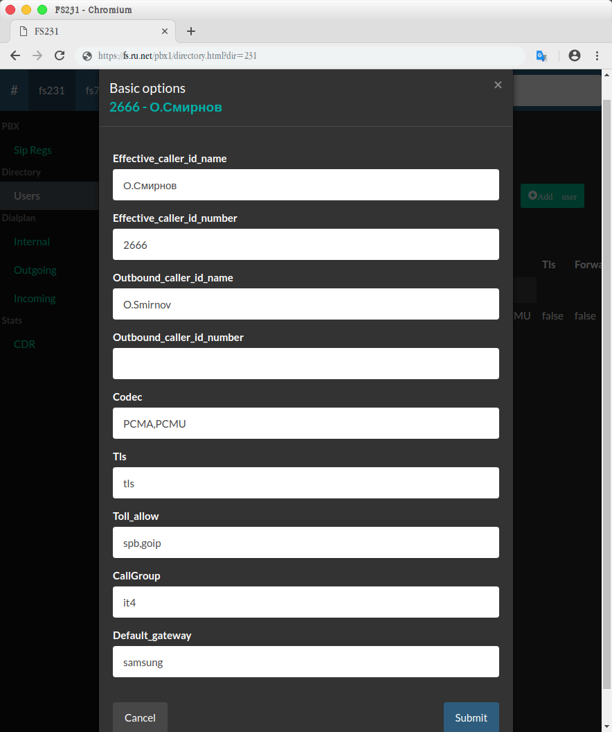 fs edit directory basic options